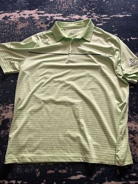 Under Armour Light Green Striped Men's Polo with Chest Accent